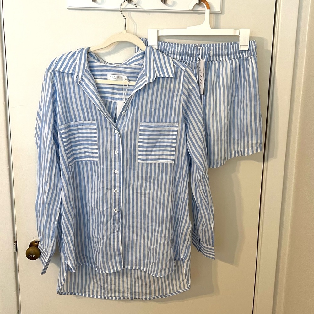 Seafolly Stripe Beach Shirt + Short Set